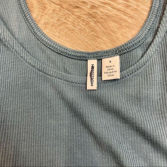 NORDSTORM Everyday Blue Rib Tank Top Ribbed Tshirt - Picture 4 of 5